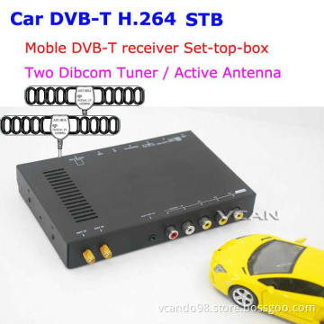DVB-T7100 Car DVB-T digital receiver set top box 2 antenna tuner TNT TDT